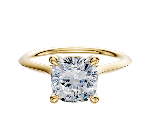 14K Yellow Gold 4 Prong Basket Cathedral Knife Edge 1.5mm Engagement Ring