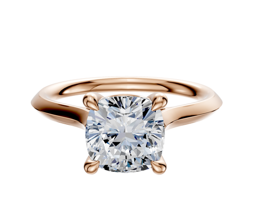 14K Rose Gold 4 Prong Basket Cathedral Knife Edge 2.0mm Engagement Ring
