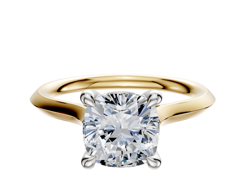 14K Two Tone 4 Prong Basket Cathedral Knife Edge 2.0mm Engagement Ring