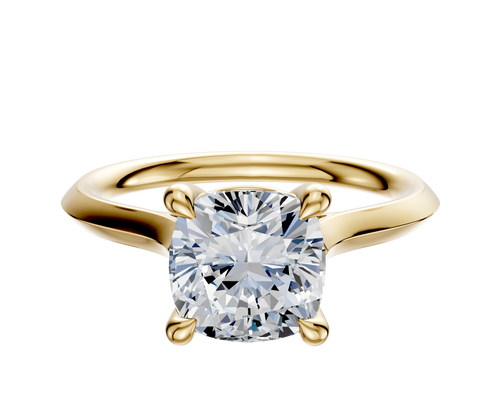 18K Yellow Gold 4 Prong Basket Cathedral Knife Edge 2.0mm Engagement Ring