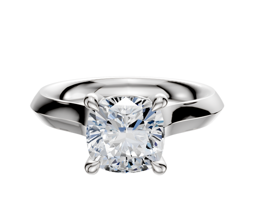 14K White Gold 4 Prong Basket Cathedral Knife Edge 3.0mm Engagement Ring