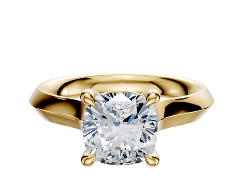 14K Yellow Gold 4 Prong Basket Cathedral Knife Edge 3.0mm Engagement Ring