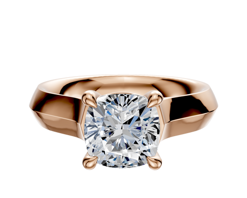 14K Rose Gold 4 Prong Basket Cathedral Knife Edge 4.0mm Engagement Ring