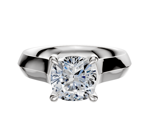14K White Gold 4 Prong Basket Cathedral Knife Edge 4.0mm Engagement Ring
