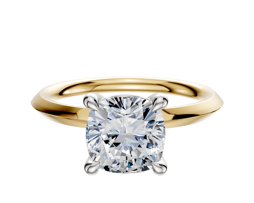 14K Two Tone 4 Prong Basket Classic Knife Edge 2.0mm Engagement Ring