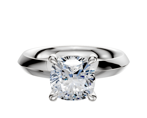 14K White Gold 4 Prong Basket Classic Knife Edge 3.0mm Engagement Ring
