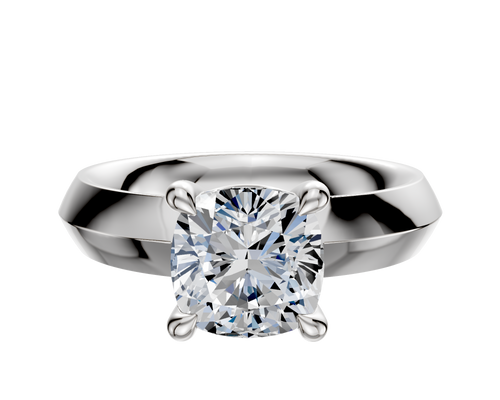 14K White Gold 4 Prong Basket Classic Knife Edge 4.0mm Engagement Ring