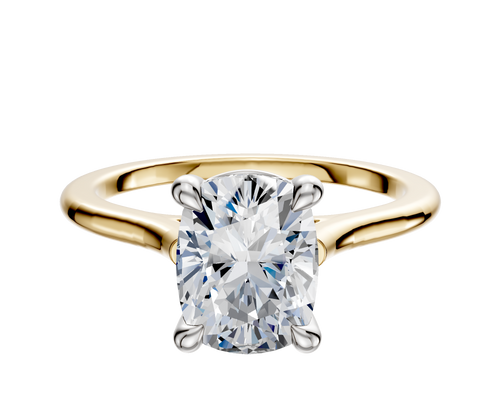 14K Two Tone 4 Prong Basket Cathedral Dome 1.5mm Engagement Ring