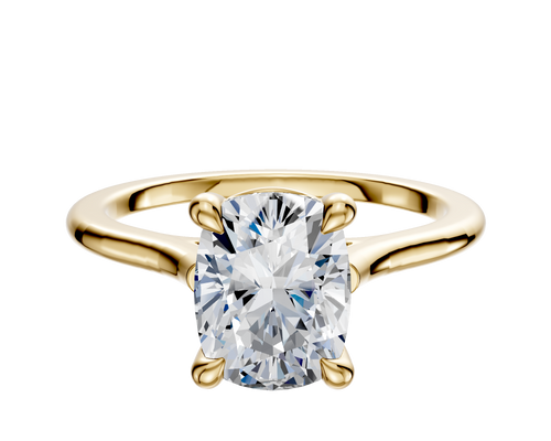 14K Yellow Gold 4 Prong Basket Cathedral Dome 1.5mm Engagement Ring