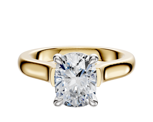 18K Two Tone 4 Prong Basket Cathedral Dome 3.0mm Engagement Ring