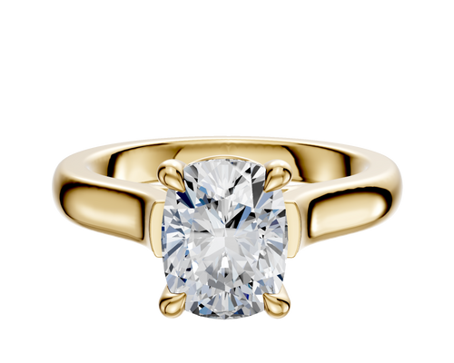 14K Yellow Gold 4 Prong Basket Cathedral Dome 3.0mm Engagement Ring