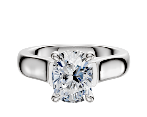 18K White Gold 4 Prong Basket Cathedral Dome 4.0mm Engagement Ring