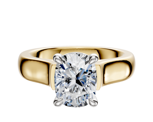 18K Two Tone 4 Prong Basket Cathedral Dome 4.0mm Engagement Ring
