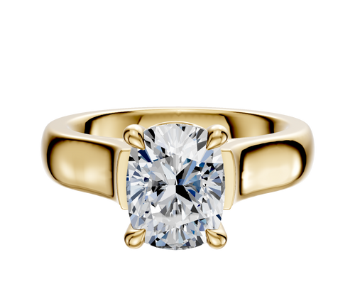 14K Yellow Gold 4 Prong Basket Cathedral Dome 4.0mm Engagement Ring