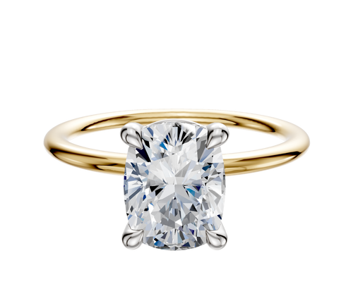 14K Two Tone 4 Prong Basket Classic Dome 1.5mm Engagement Ring