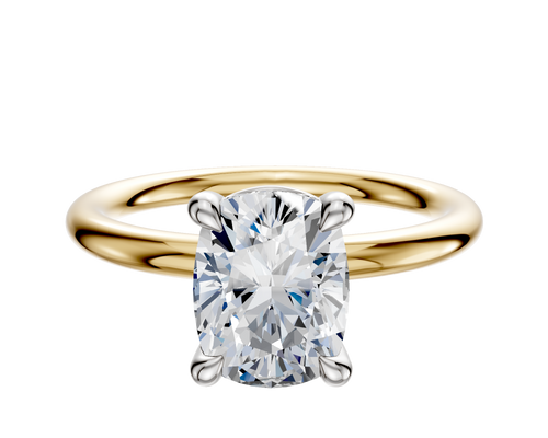 14K Two Tone 4 Prong Basket Classic Dome 2.0mm Engagement Ring