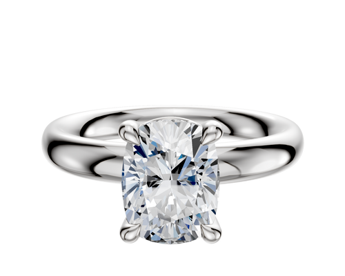 14K White Gold 4 Prong Basket Classic Dome 3.0mm Engagement Ring