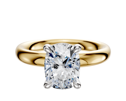 14K Two Tone 4 Prong Basket Classic Dome 3.0mm Engagement Ring