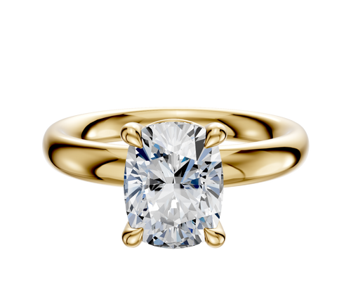 14K Yellow Gold 4 Prong Basket Classic Dome 3.0mm Engagement Ring