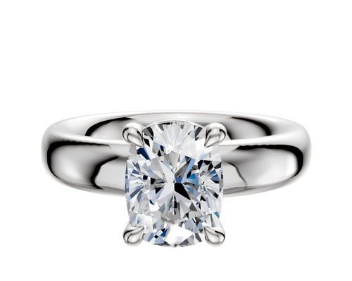 18K White Gold 4 Prong Basket Classic Dome 4.0mm Engagement Ring