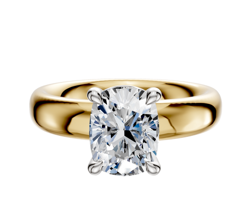 14K Two Tone 4 Prong Basket Classic Dome 4.0mm Engagement Ring