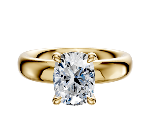 14K Yellow Gold 4 Prong Basket Classic Dome 4.0mm Engagement Ring