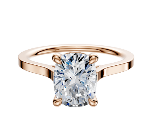 14K Rose Gold 4 Prong Basket Cathedral Flat 1.5mm Engagement Ring