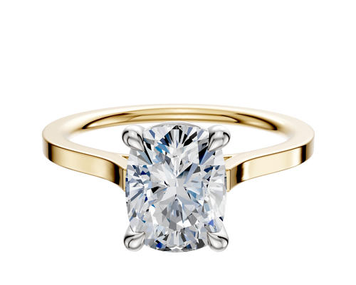 14K Two Tone 4 Prong Basket Cathedral Flat 1.5mm Engagement Ring