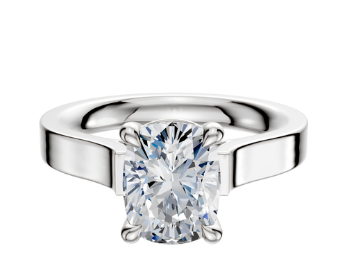 14K White Gold 4 Prong Basket Cathedral Flat 3.0mm Engagement Ring