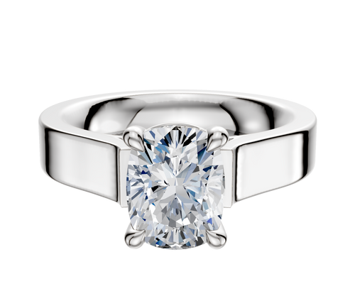 Platinum 4 Prong Basket Cathedral Flat 4.0mm Engagement Ring