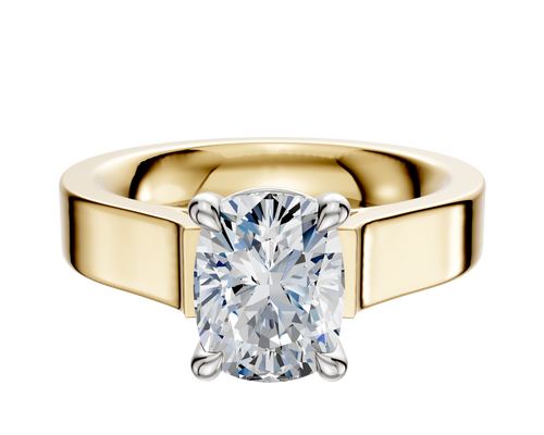 18K Two Tone 4 Prong Basket Cathedral Flat 4.0mm Engagement Ring