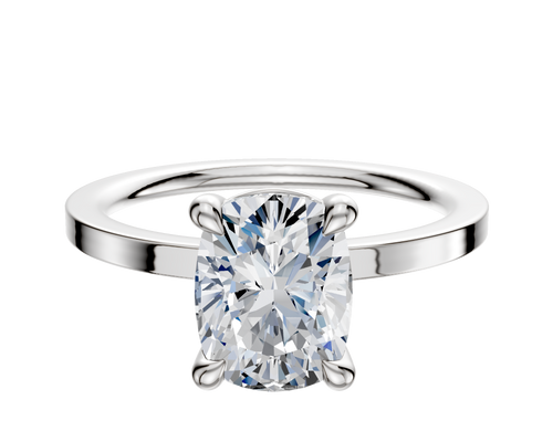 18K White Gold 4 Prong Basket Classic Flat 1.5mm Engagement Ring