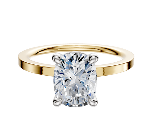 14K Two Tone 4 Prong Basket Classic Flat 1.5mm Engagement Ring