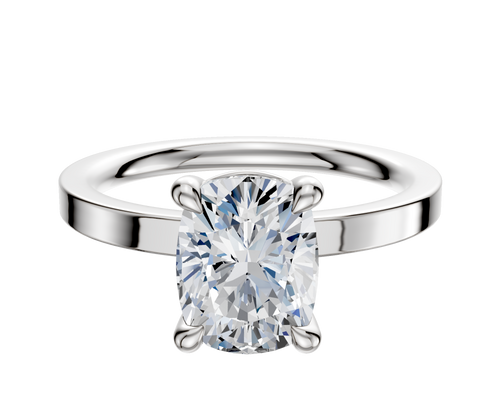 18K White Gold 4 Prong Basket Classic Flat 2.0mm Engagement Ring