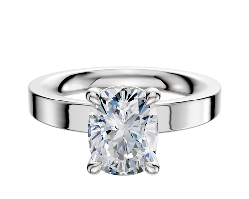 14K White Gold 4 Prong Basket Classic Flat 3.0mm Engagement Ring