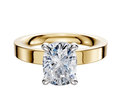 14K Two Tone 4 Prong Basket Classic Flat 3.0mm Engagement Ring