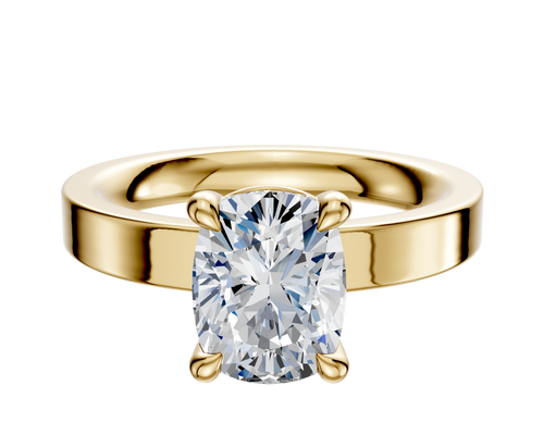 18K Yellow Gold 4 Prong Basket Classic Flat 3.0mm Engagement Ring