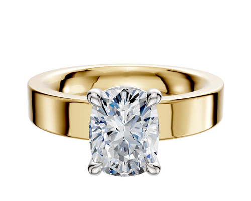 18K Two Tone 4 Prong Basket Classic Flat 4.0mm Engagement Ring