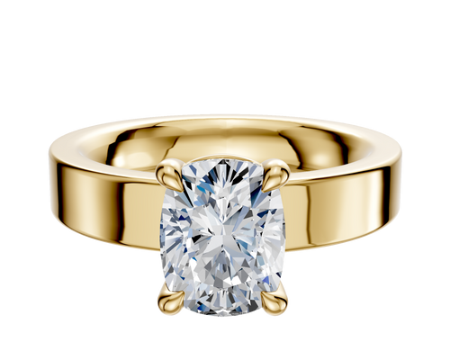 14K Yellow Gold 4 Prong Basket Classic Flat 4.0mm Engagement Ring
