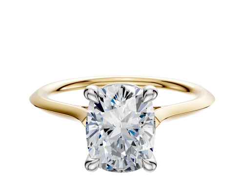 14K Two Tone 4 Prong Basket Cathedral Knife Edge 1.5mm Engagement Ring