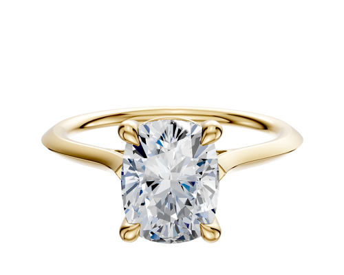 14K Yellow Gold 4 Prong Basket Cathedral Knife Edge 1.5mm Engagement Ring