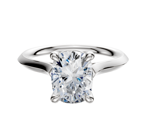 14K White Gold 4 Prong Basket Cathedral Knife Edge 2.0mm Engagement Ring