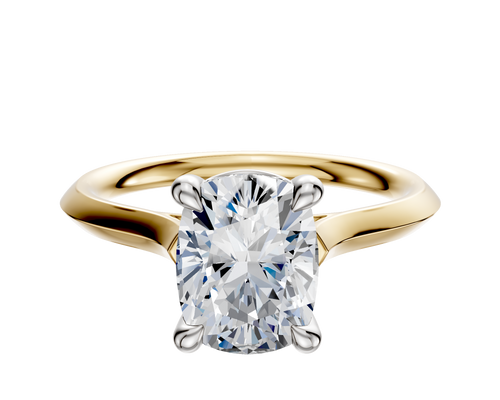 14K Two Tone 4 Prong Basket Cathedral Knife Edge 2.0mm Engagement Ring