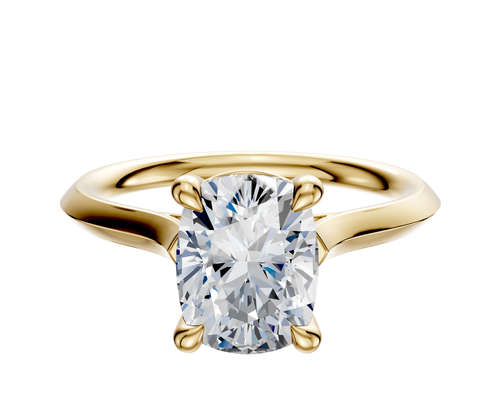 18K Yellow Gold 4 Prong Basket Cathedral Knife Edge 2.0mm Engagement Ring