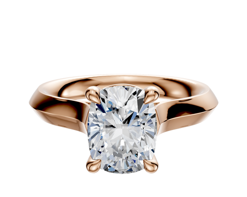18K Rose Gold 4 Prong Basket Cathedral Knife Edge 3.0mm Engagement Ring