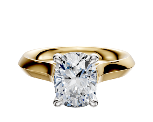14K Two Tone 4 Prong Basket Cathedral Knife Edge 3.0mm Engagement Ring