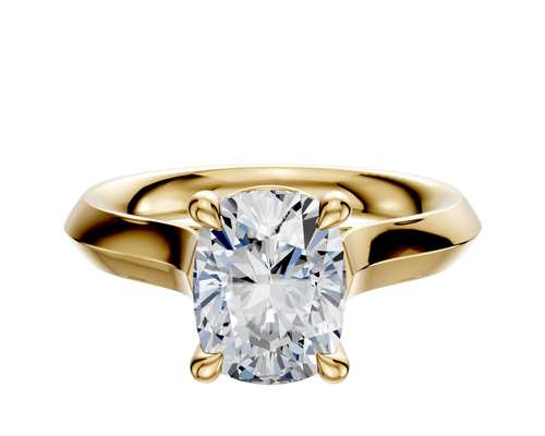18K Yellow Gold 4 Prong Basket Cathedral Knife Edge 3.0mm Engagement Ring