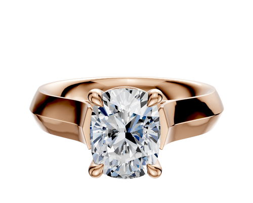 14K Rose Gold 4 Prong Basket Cathedral Knife Edge 4.0mm Engagement Ring