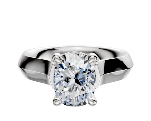 18K White Gold 4 Prong Basket Cathedral Knife Edge 4.0mm Engagement Ring