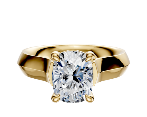 18K Yellow Gold 4 Prong Basket Cathedral Knife Edge 4.0mm Engagement Ring